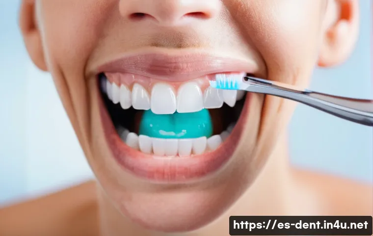 잇몸 수술 후 회복 기간과 관리법 - A detailed close-up illustration of a person gently applying a cold compress to swollen gums after p...