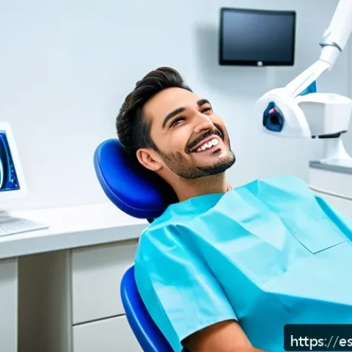 임플란트와 치아교정 동시 치료 가능성 - A modern dental clinic scene showing a smiling adult Hispanic patient sitting comfortably in a denta...