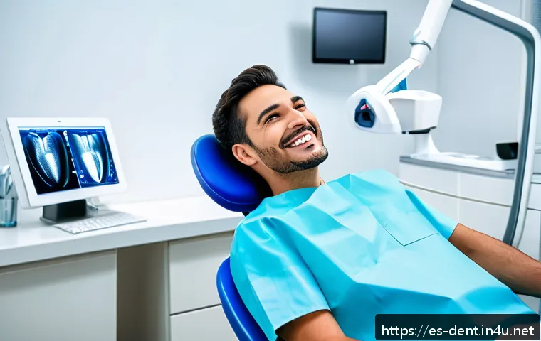 임플란트와 치아교정 동시 치료 가능성 - A modern dental clinic scene showing a smiling adult Hispanic patient sitting comfortably in a denta...
