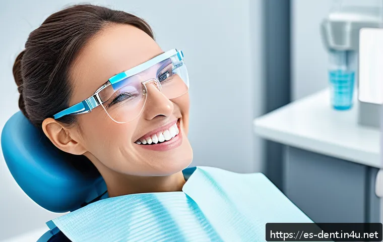 치아 미백 효과와 지속 시간 - A bright and modern dental clinic scene featuring a professional dentist performing an in-office tee...