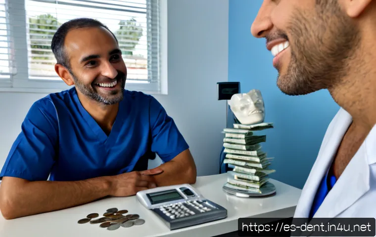 치아 교합 이상 치료와 비용 - Photorealistic dental consultation in a modern Spanish clinic, friendly adult patient seated beside ...